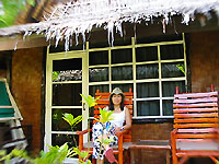 Patti on the cottage back porch