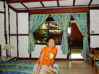 Patti inside the cottage